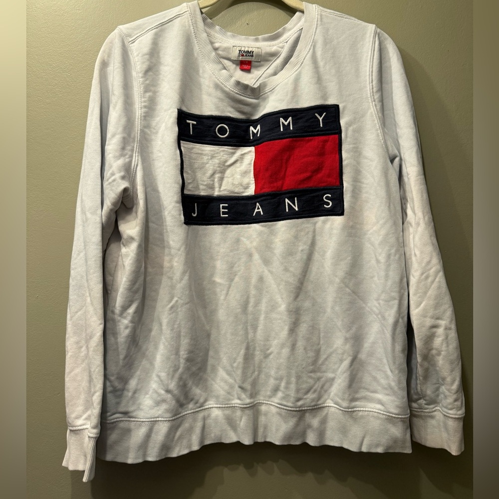 Tommy Hilfiger White and Red Sweater